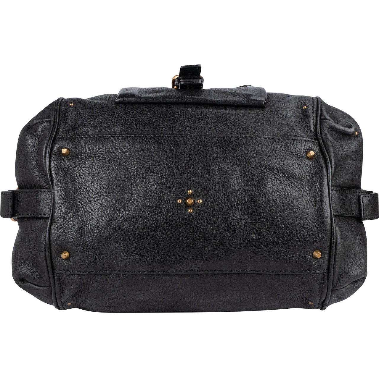 Chloé Chloé Studded Pebbled Leather Large Paddington Satchel Handbag Zwart