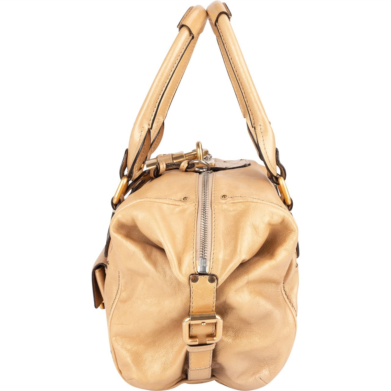 Chloé Chloé Studded Leather Large Paddington Satchel Handbag Beige