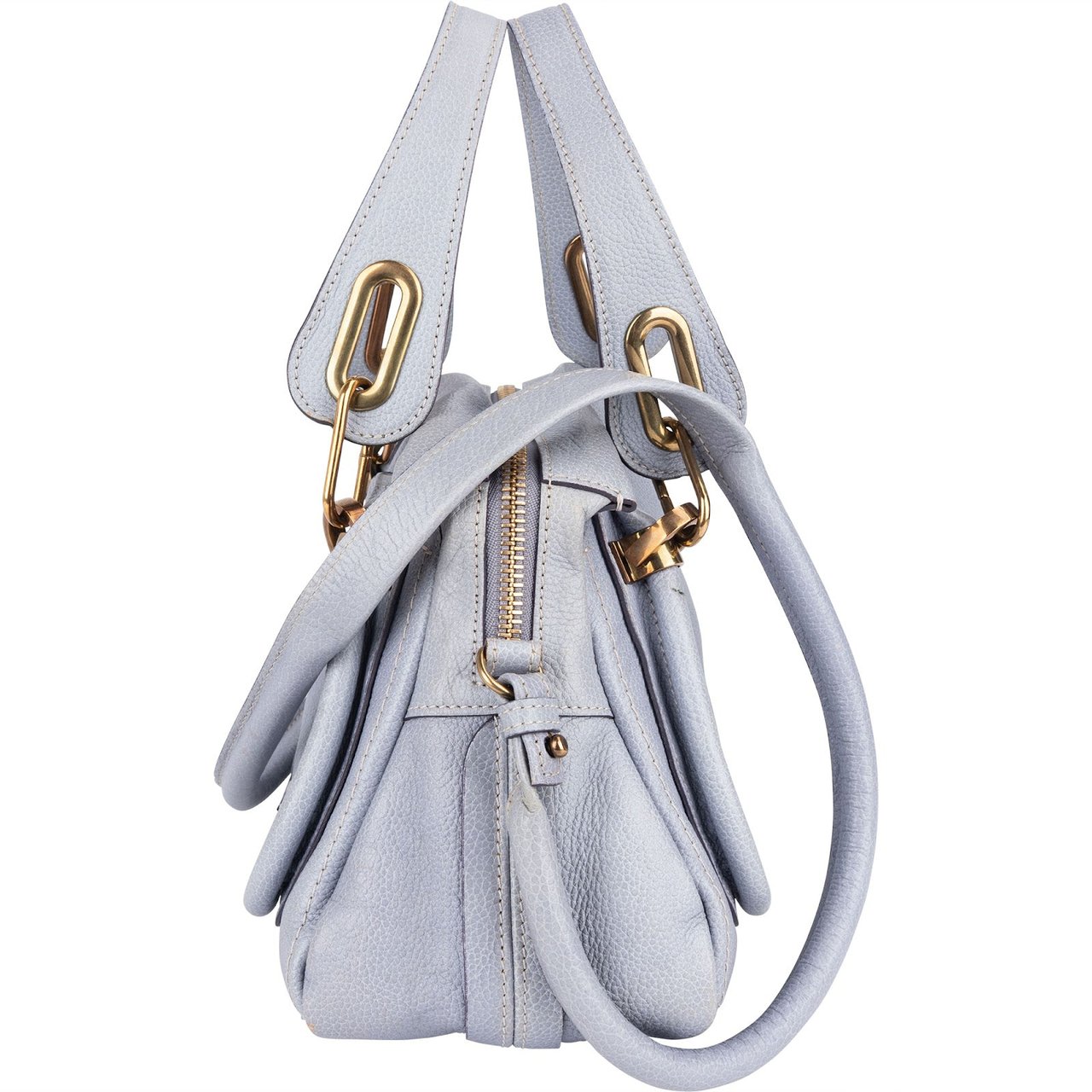 Chloé Chloé Pebbled Leather Small Paraty Handbag Lichtblauw