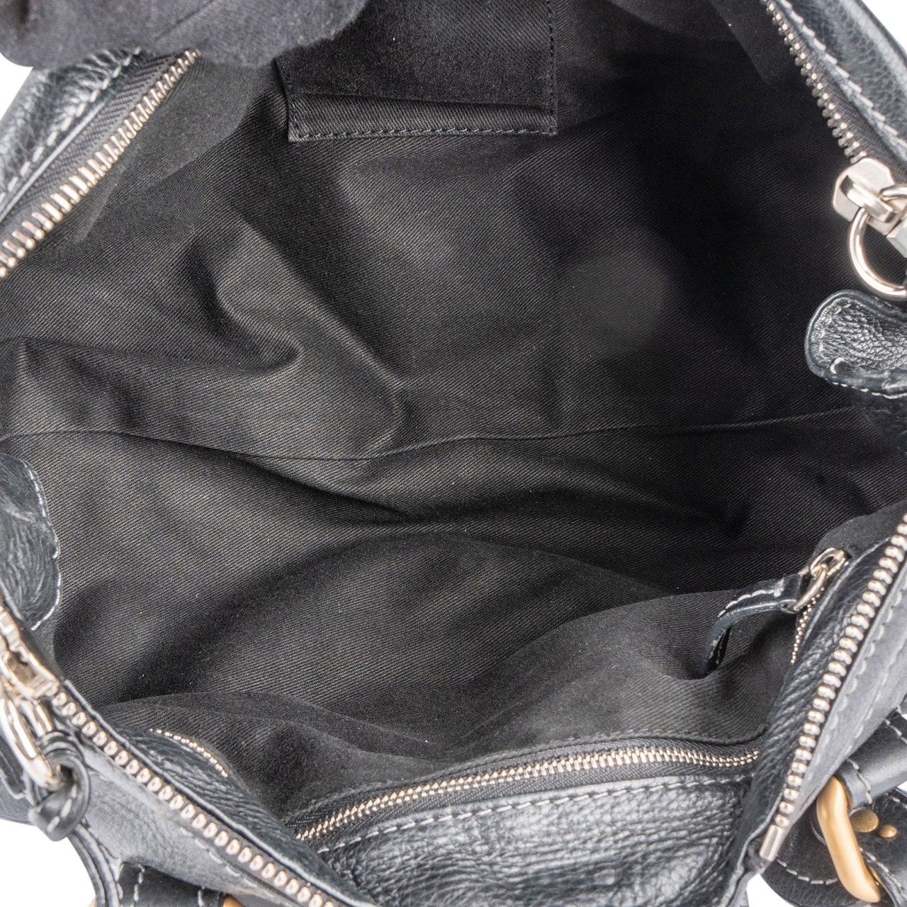 Chloé Chloé Pebbled Leather Paddington Satchel Handbag Zwart