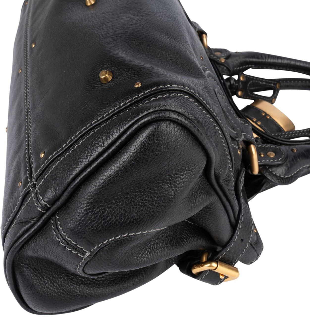 Chloé Chloé Pebbled Leather Paddington Satchel Handbag Zwart