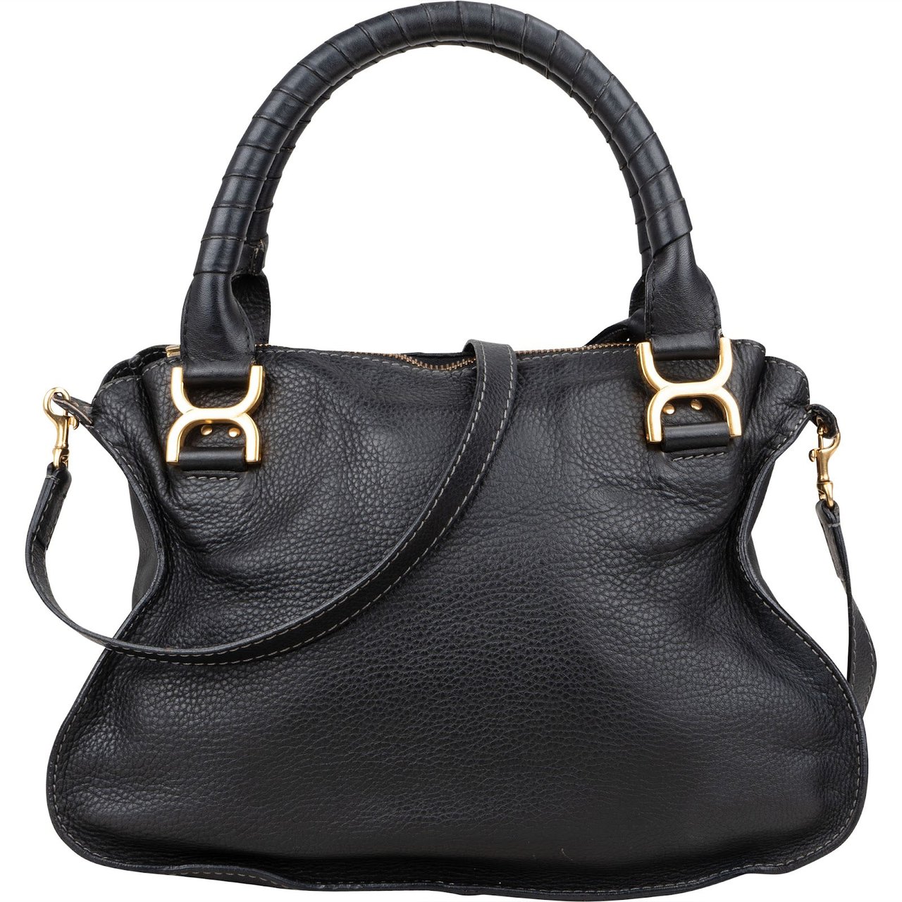 Chloé Chloé Grained Leather Medium Marcie Hobo Handbag Zwart