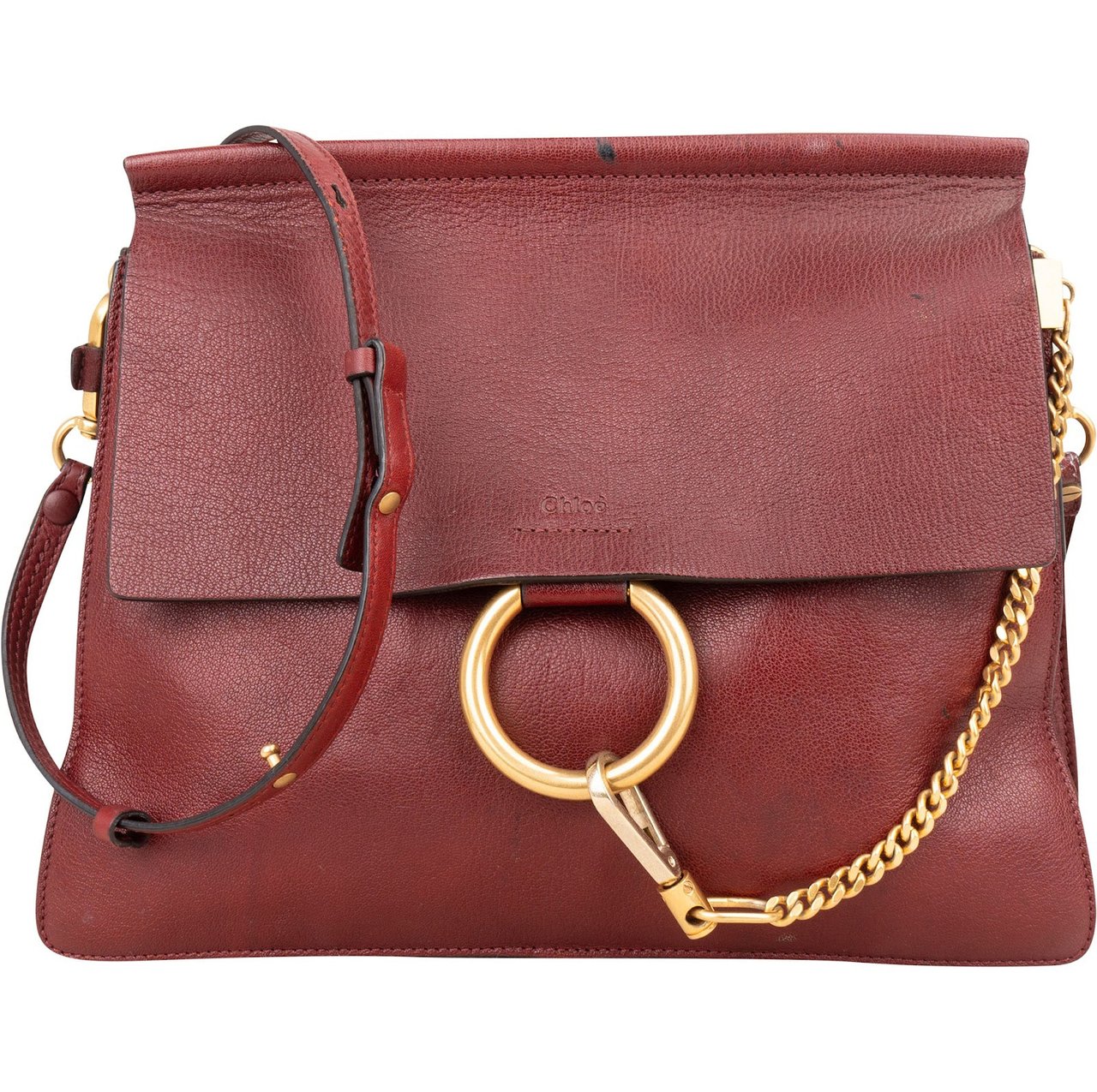 Chloé Leather Faye Medium Shoulder Crossbody Bag Rood