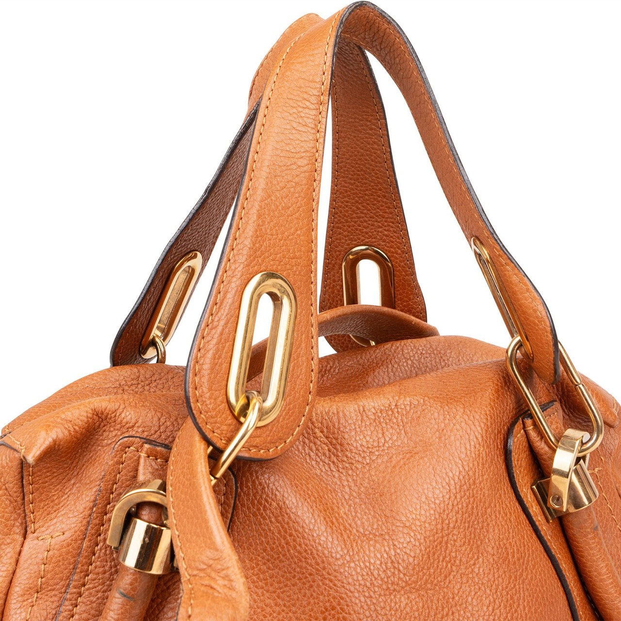Chloé Grained Leather Paraty Shoulder Handbag Bruin