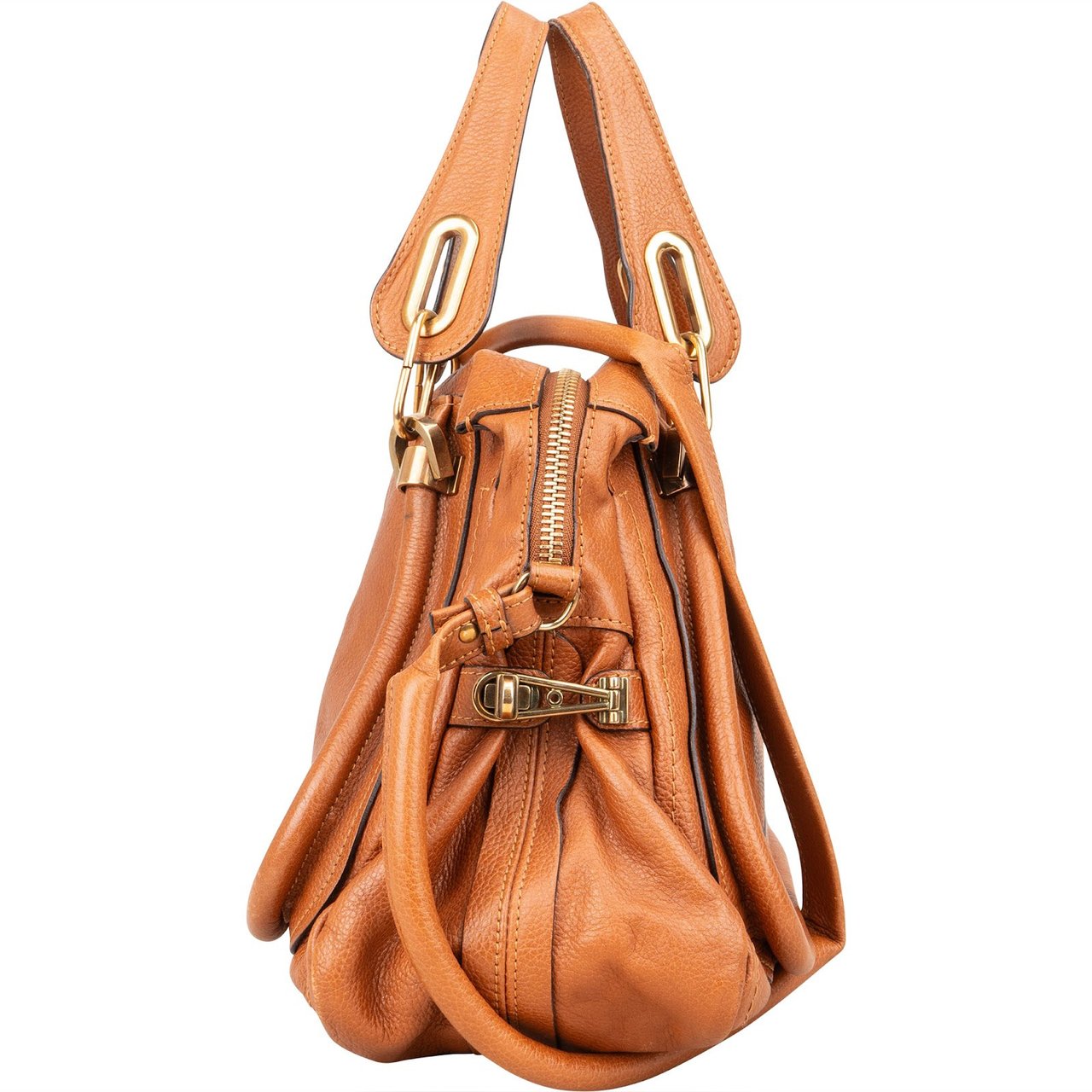 Chloé Grained Leather Paraty Shoulder Handbag Bruin
