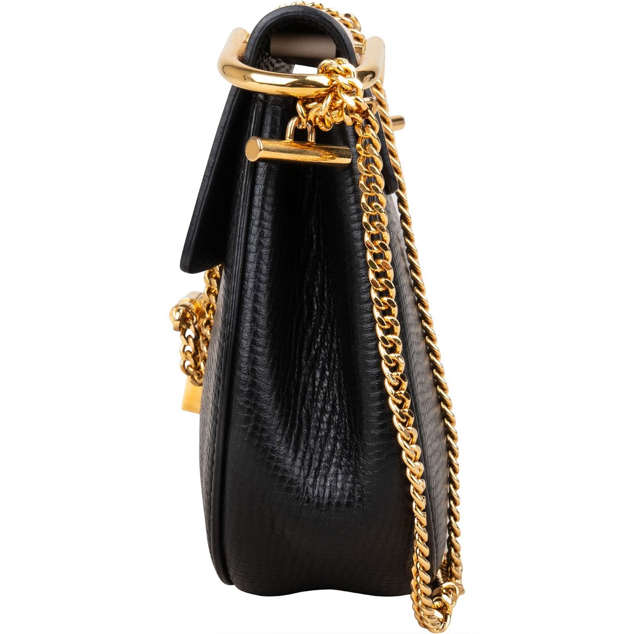 Chloé Embossed Calfskin Drew Mini Shoulder Crossbody Bag Zwart