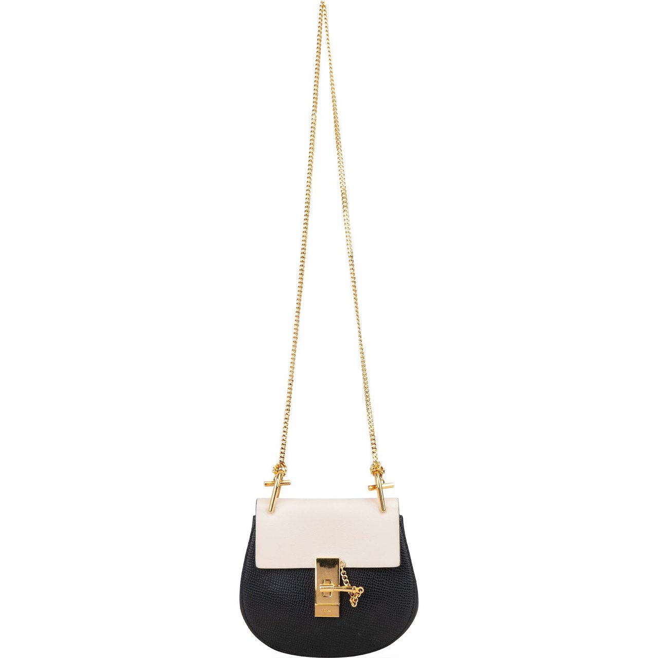 Chloé Embossed Calfskin Drew Mini Shoulder Crossbody Bag Zwart