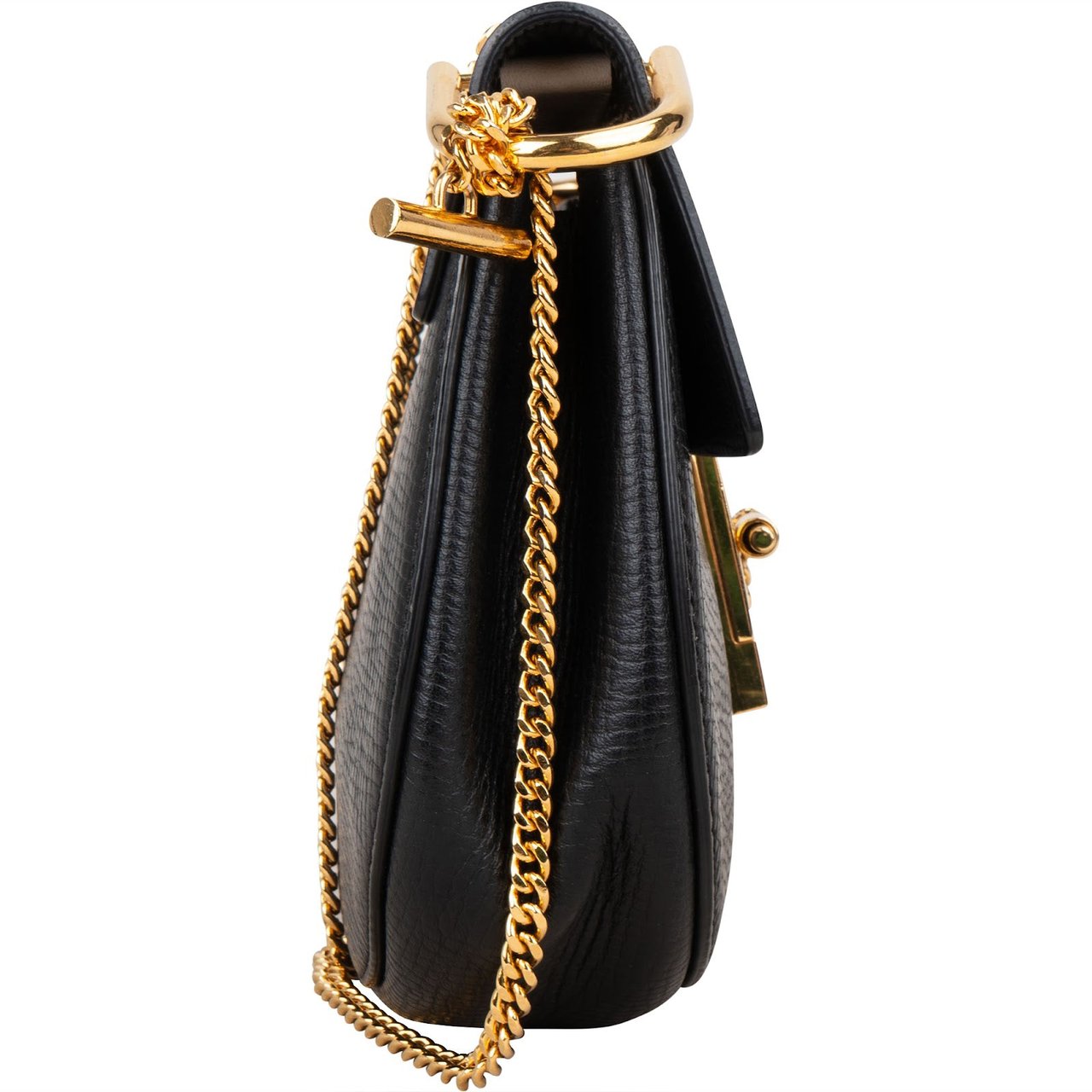 Chloé Embossed Calfskin Drew Mini Shoulder Crossbody Bag Zwart