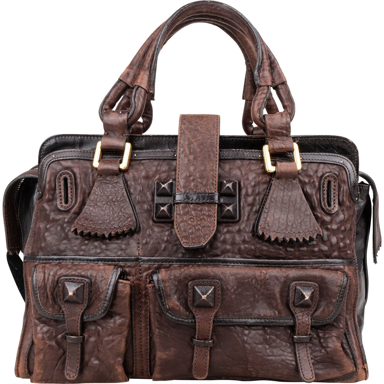 Chloé Grainded Leather Elvire Handbag Bruin