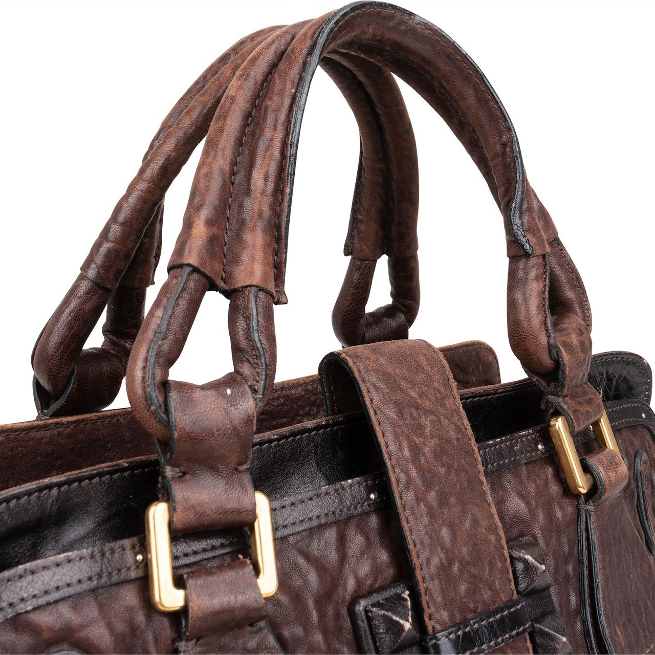 Chloé Grainded Leather Elvire Handbag Bruin