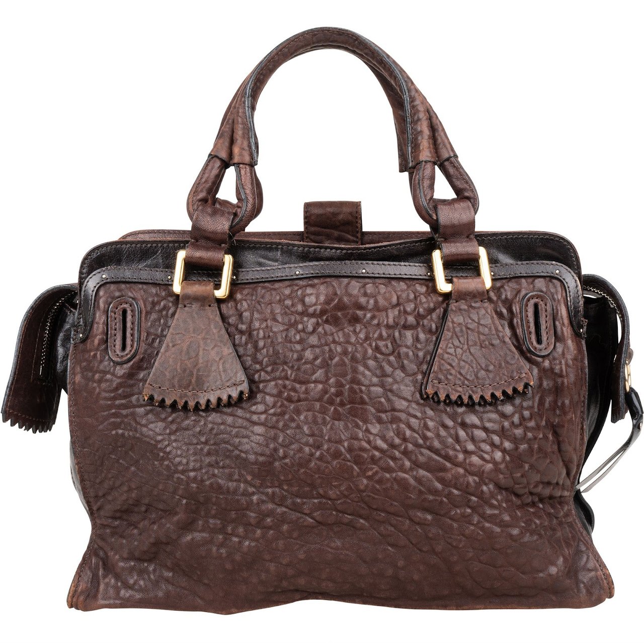 Chloé Grainded Leather Elvire Handbag Bruin