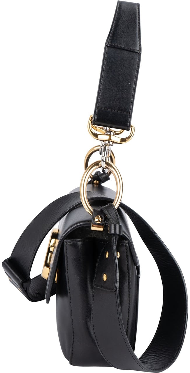 Chloé Black Leather C Shoulder Crossbody Bag Zwart