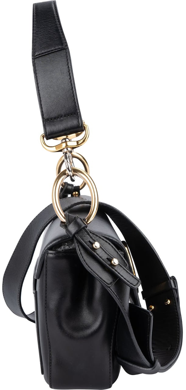 Chloé Black Leather C Shoulder Crossbody Bag Zwart