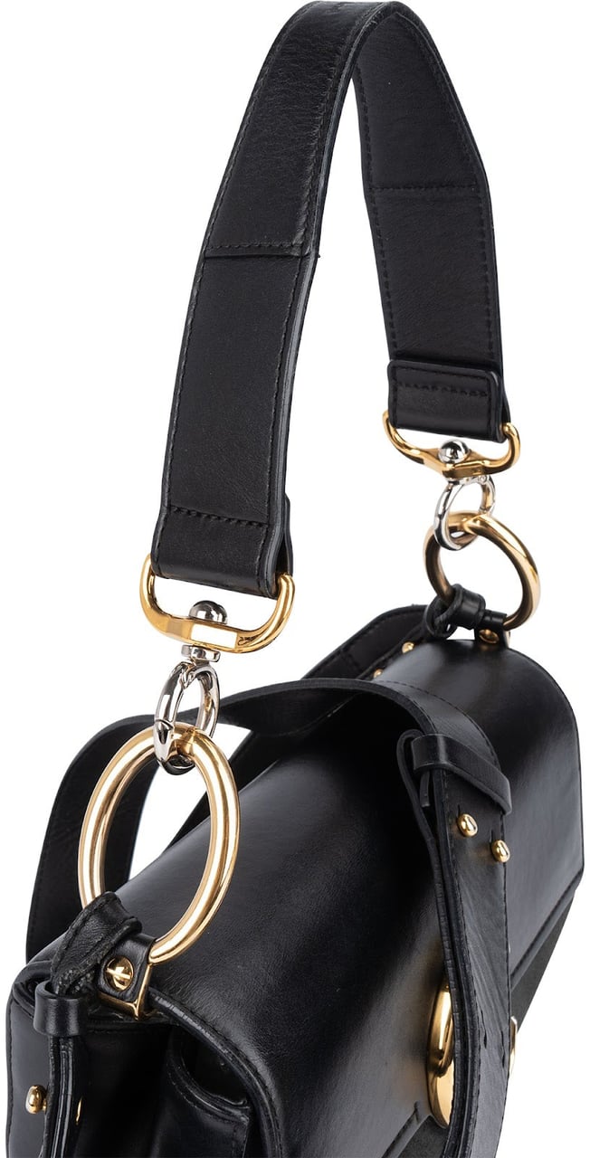 Chloé Black Leather C Shoulder Crossbody Bag Zwart