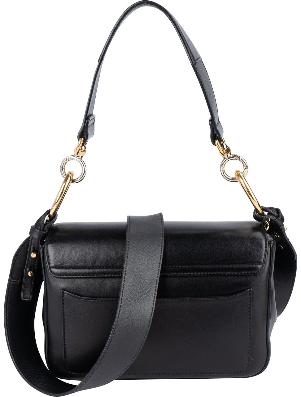 Chloé Black Leather C Shoulder Crossbody Bag Zwart