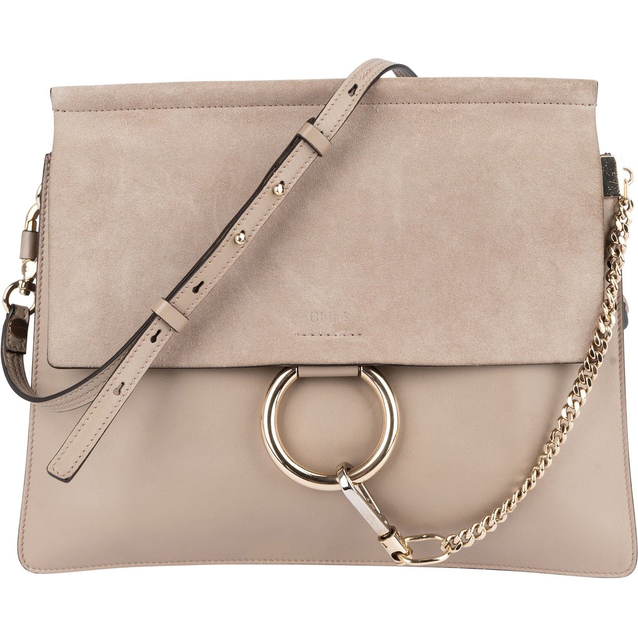 Chloé Suede Leather Faye Shoulder Crossbody Bag Beige
