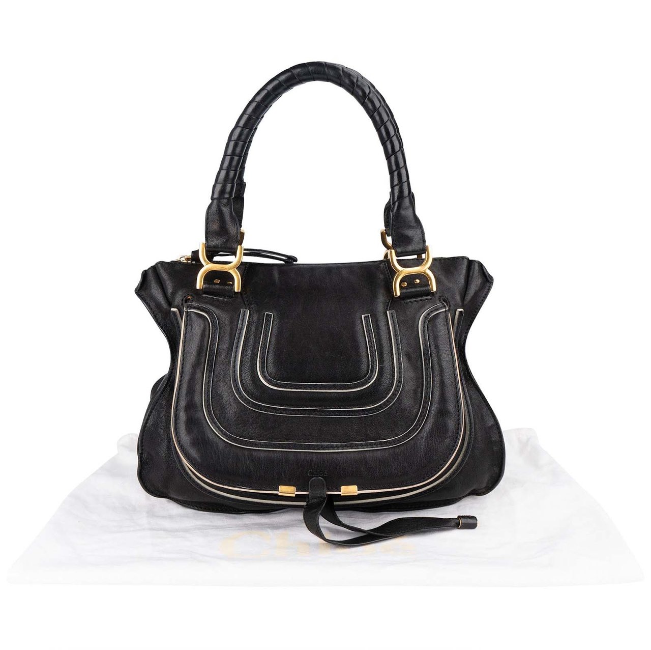 Chloé Leather Marcie Hobo Handbag Zwart