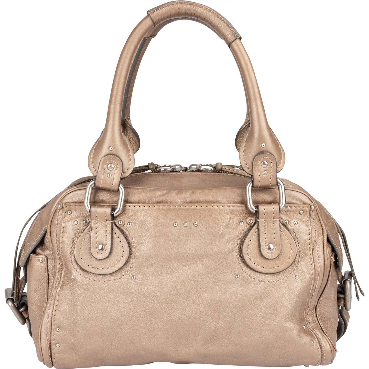 Chloé Leather Studded Paddington Satchel Handbag Divers