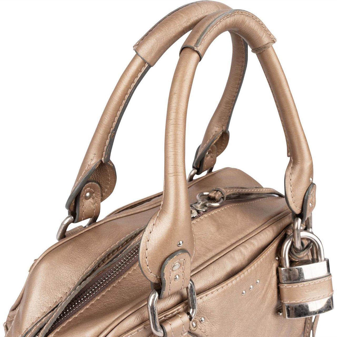 Chloé Leather Studded Paddington Satchel Handbag Divers