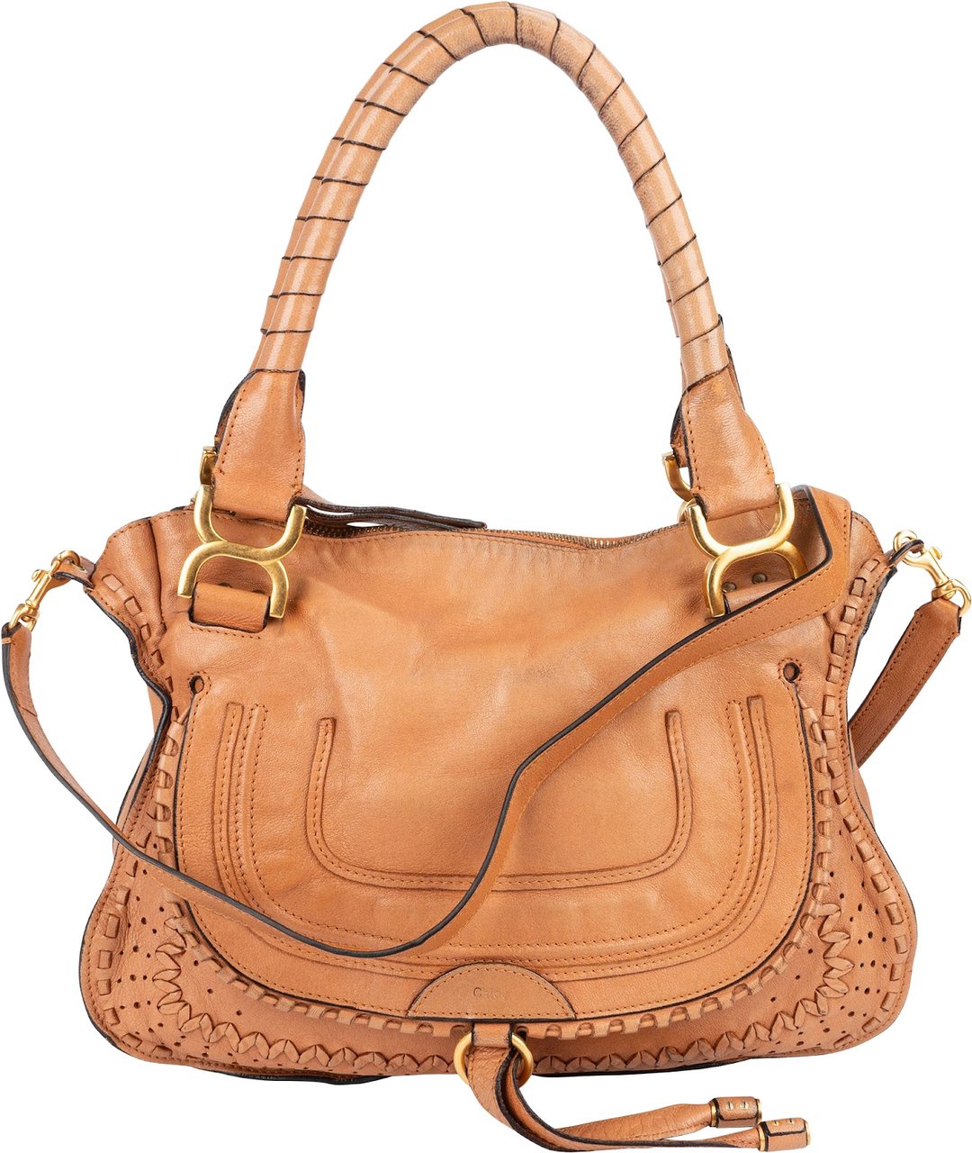 Chloé Woven Leather Marcie Shoulder Bag Bruin