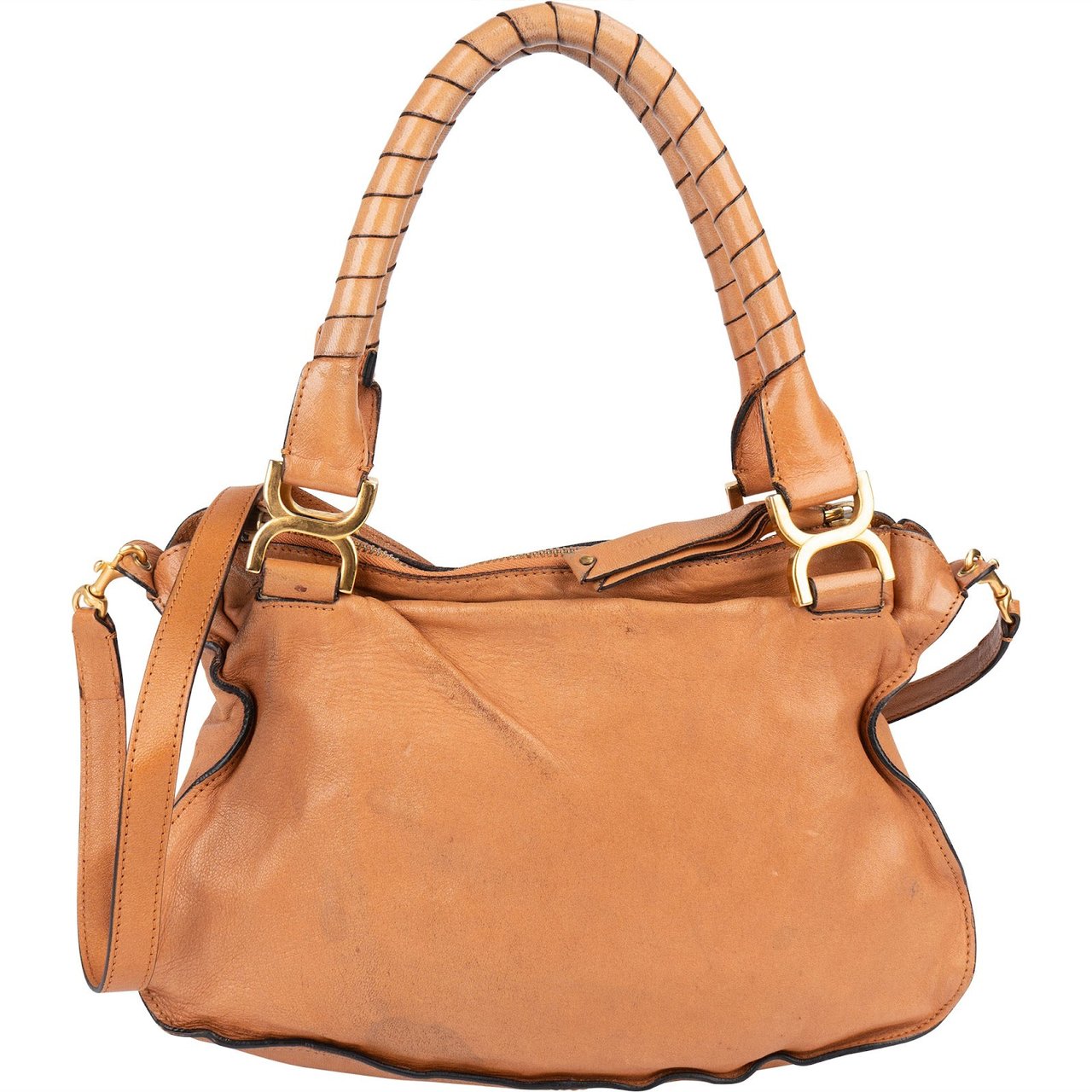 Chloé Woven Leather Marcie Shoulder Bag Bruin