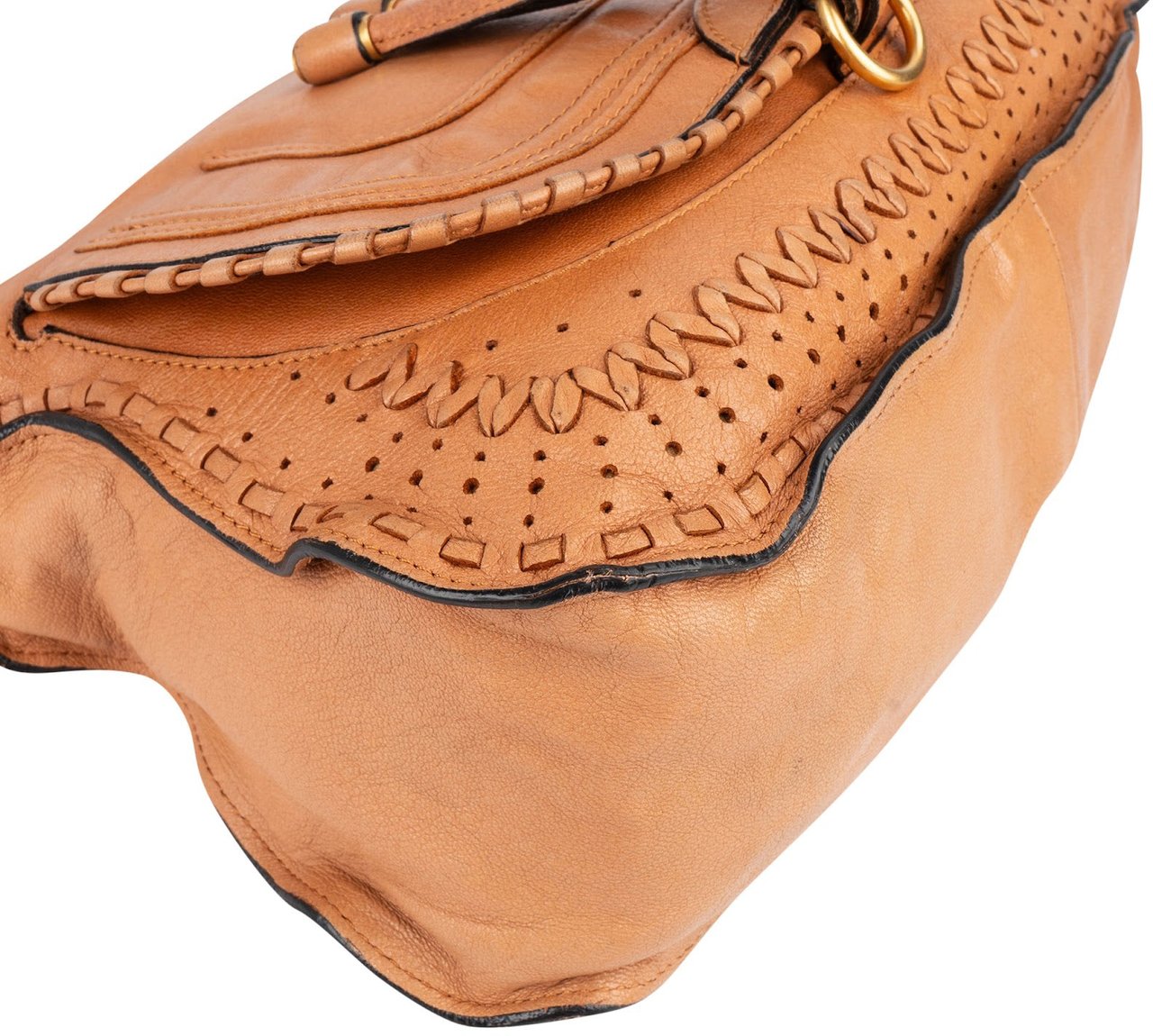 Chloé Woven Leather Marcie Shoulder Bag Bruin