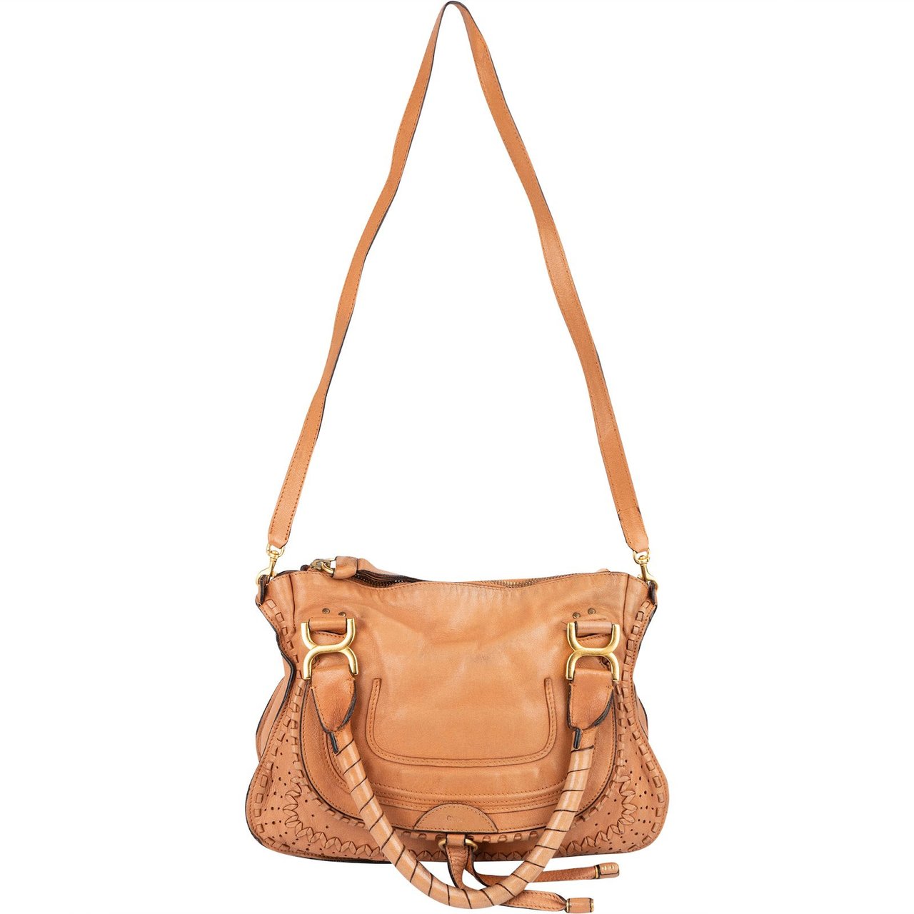 Chloé Woven Leather Marcie Shoulder Bag Bruin