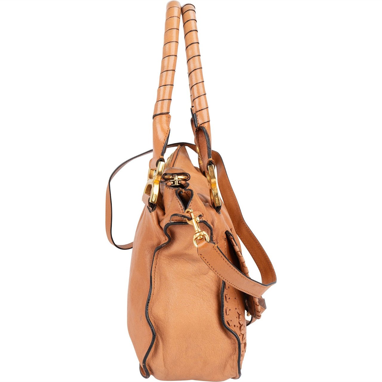 Chloé Woven Leather Marcie Shoulder Bag Bruin