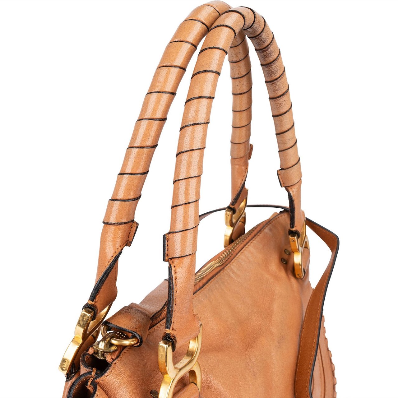 Chloé Woven Leather Marcie Shoulder Bag Bruin
