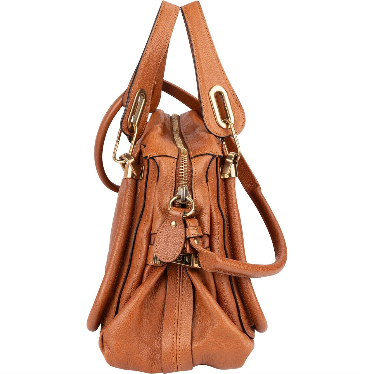 Chloé Grained Leather Paraty Handbag Bruin