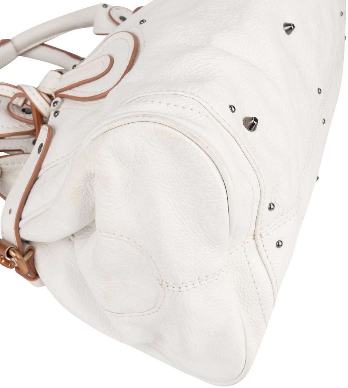 Chloé Pebbled Leather Paddington Satchel Handbag Wit