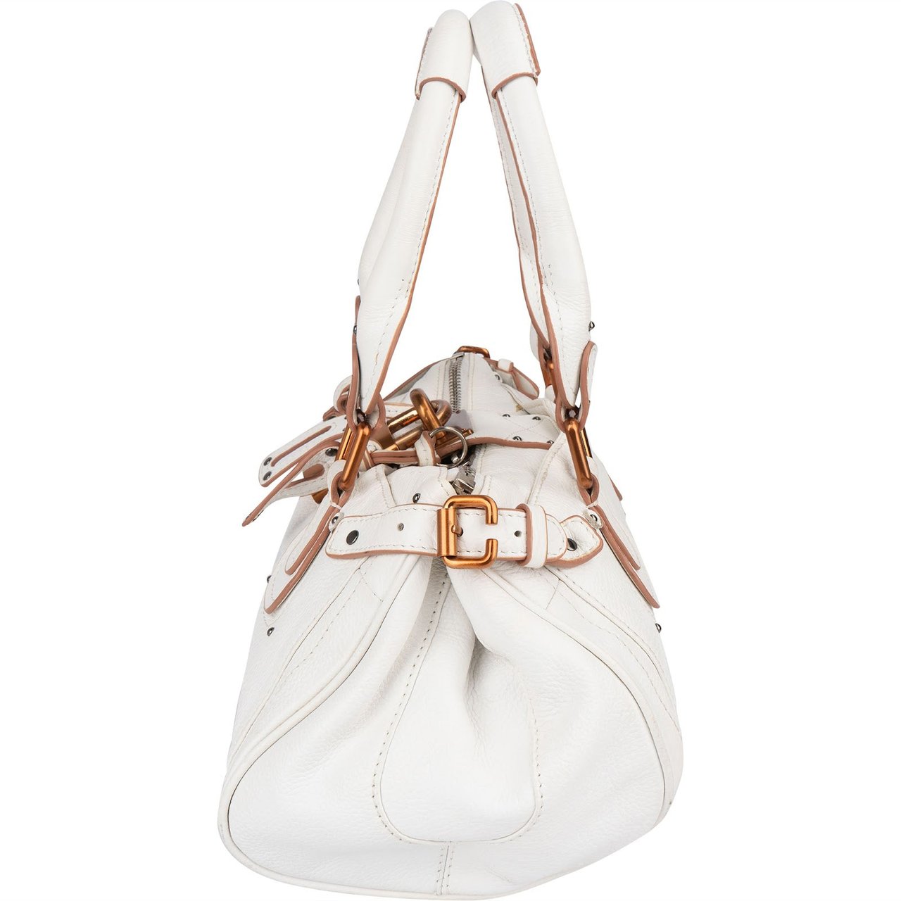 Chloé Pebbled Leather Paddington Satchel Handbag Wit