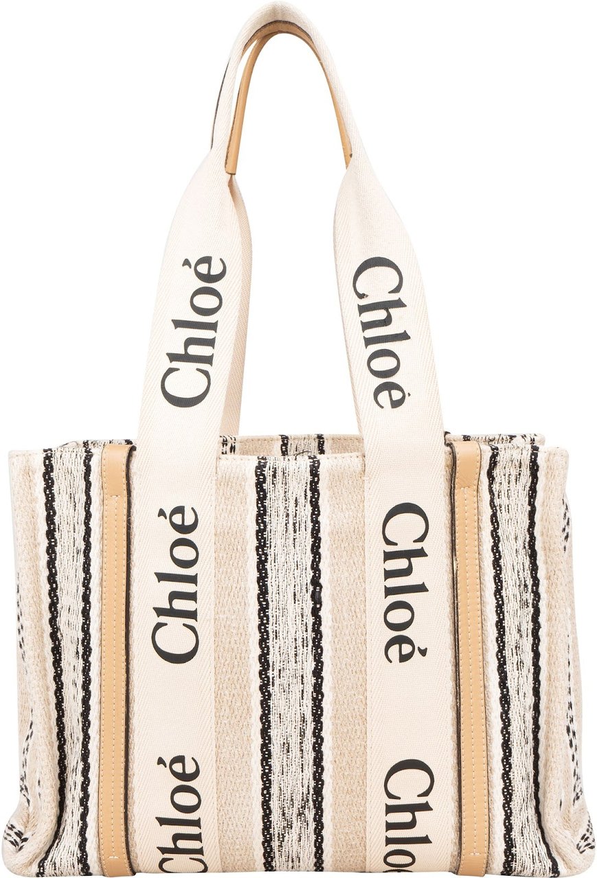 Chloé Woody Tote Medium Shoulder Bag Beige