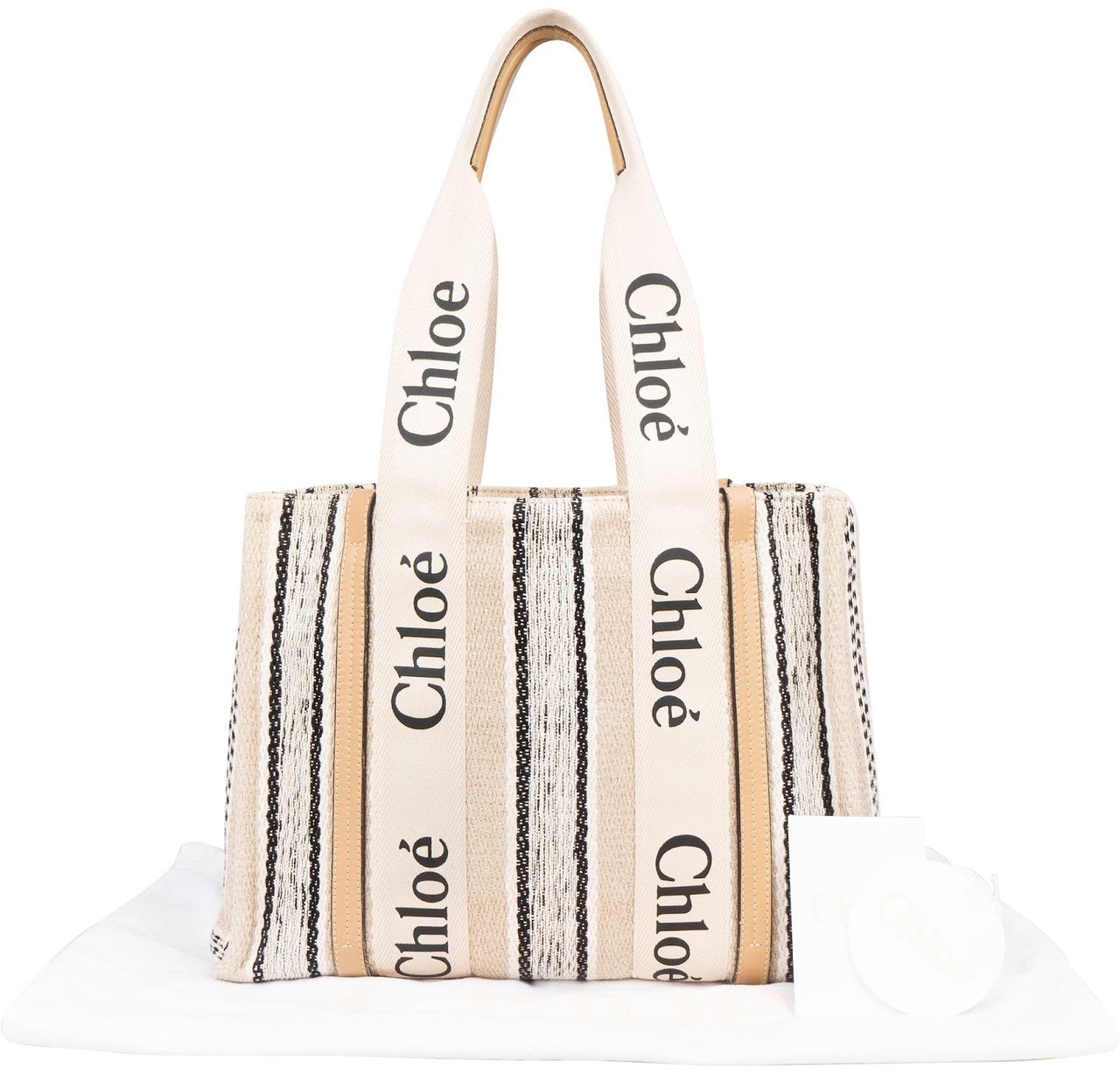 Chloé Woody Tote Medium Shoulder Bag Beige