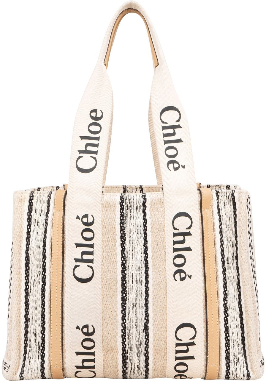 Chloé Woody Tote Medium Shoulder Bag Beige