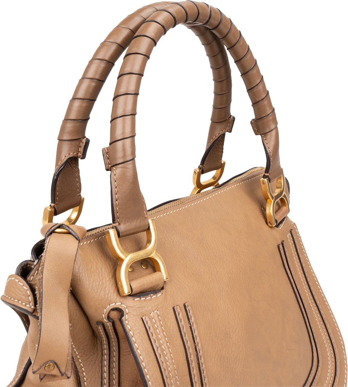 Chloé Brown Leather Marcie Handbag Bruin