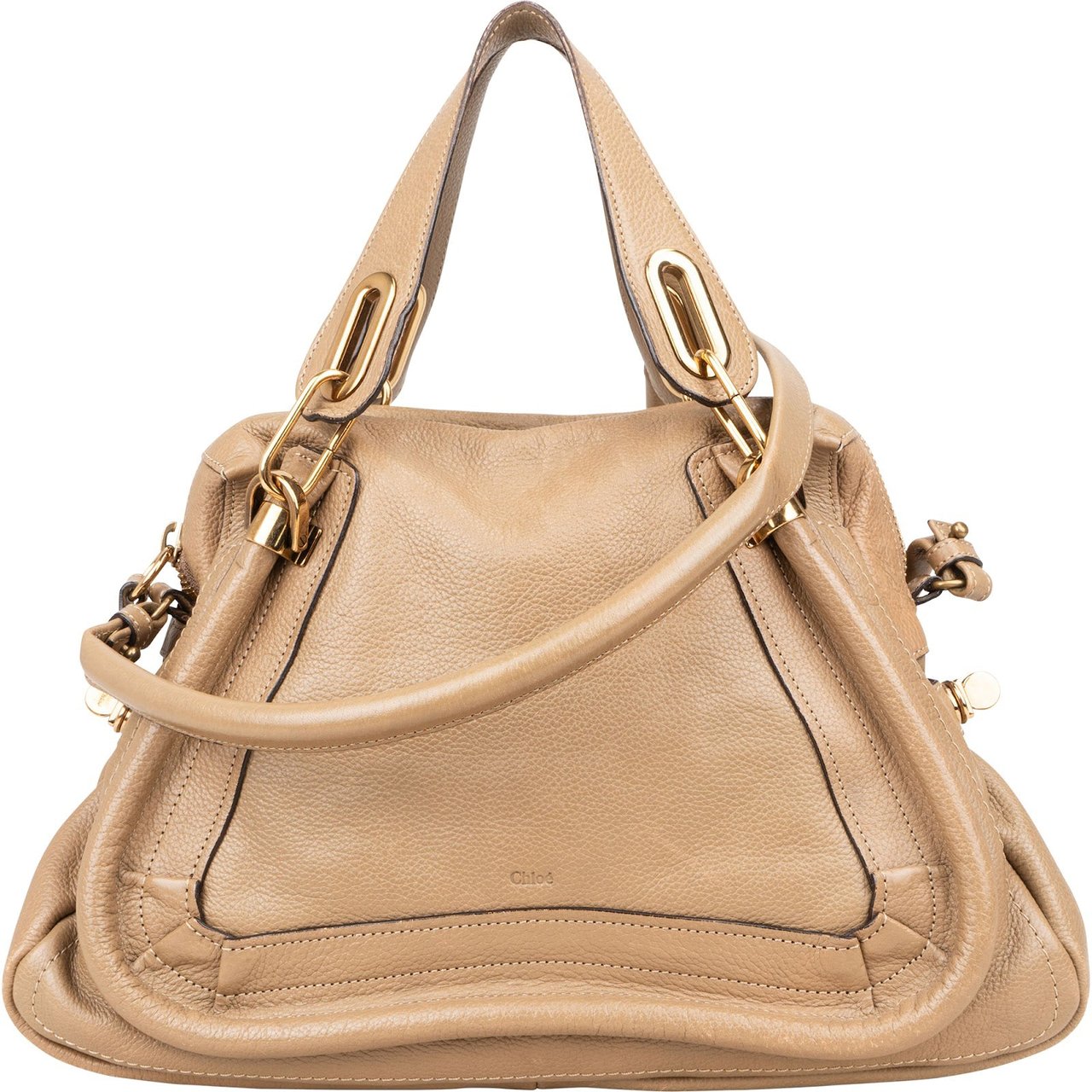 Chloé Chloé Grained Leather Paraty Handbag Beige