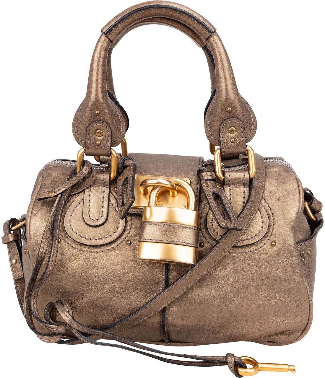 Chloé Metallic Leather Mini Paddington Handbag Divers