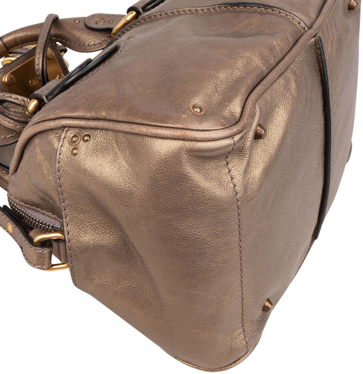 Chloé Metallic Leather Mini Paddington Handbag Divers