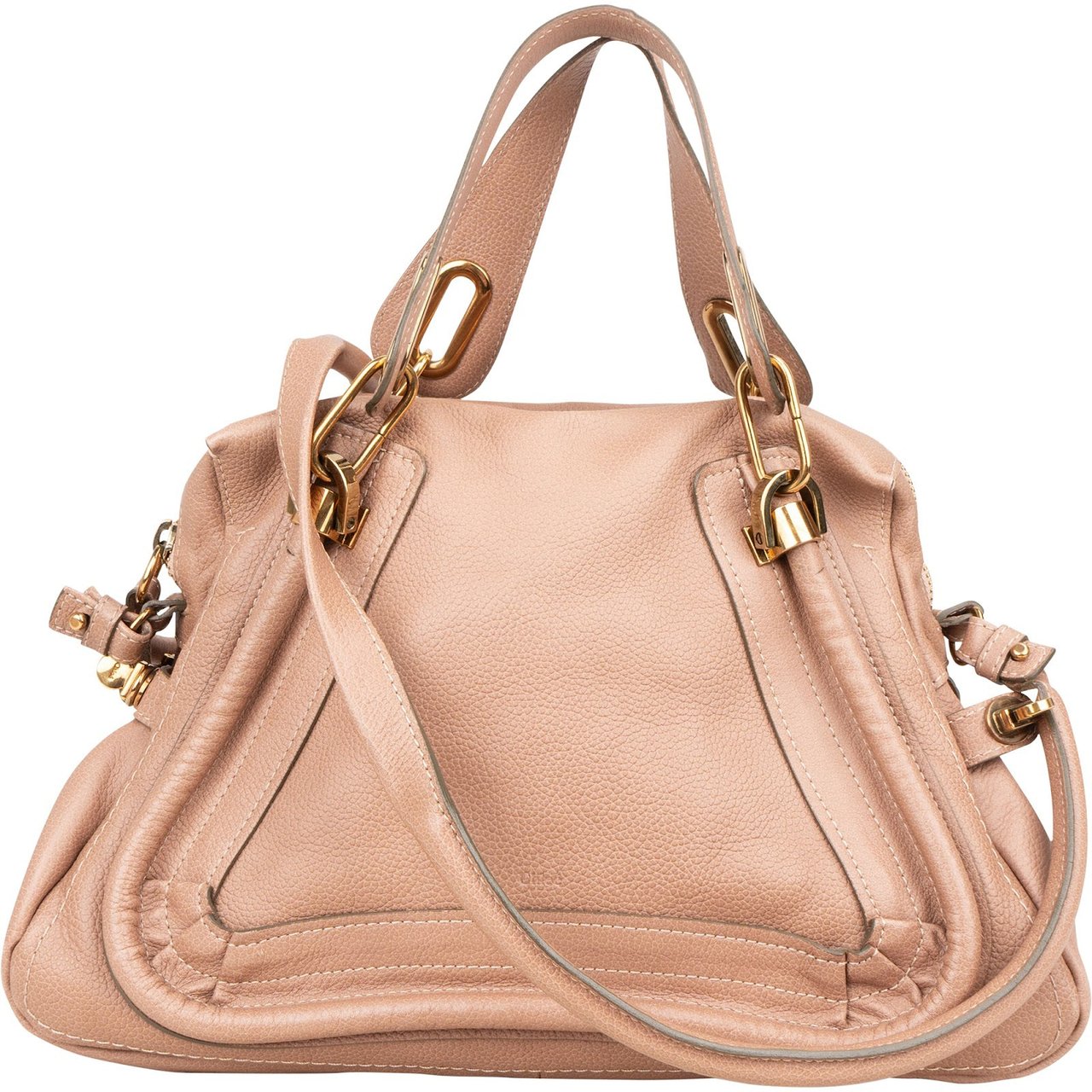 Chloé Chloé Pink Grained Leather Paraty Handbag Rood