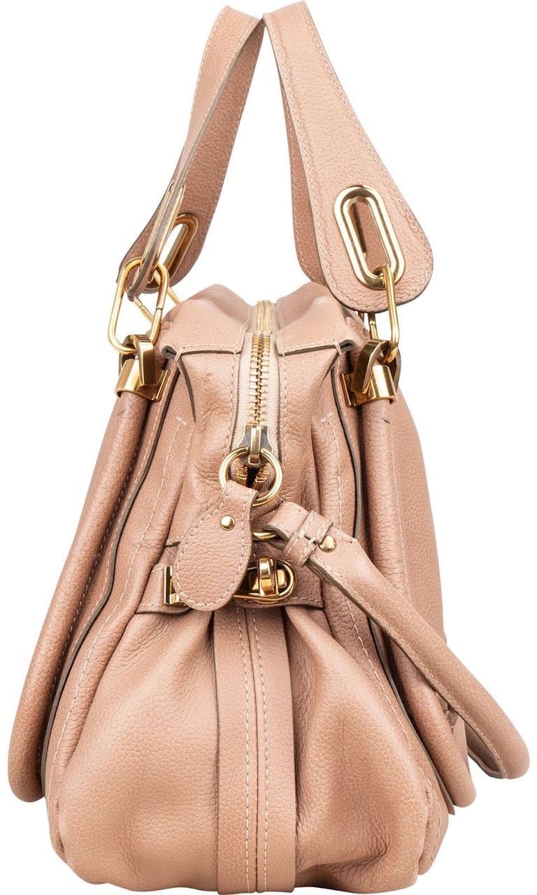 Chloé Pink Grained Leather Paraty Handbag Rood