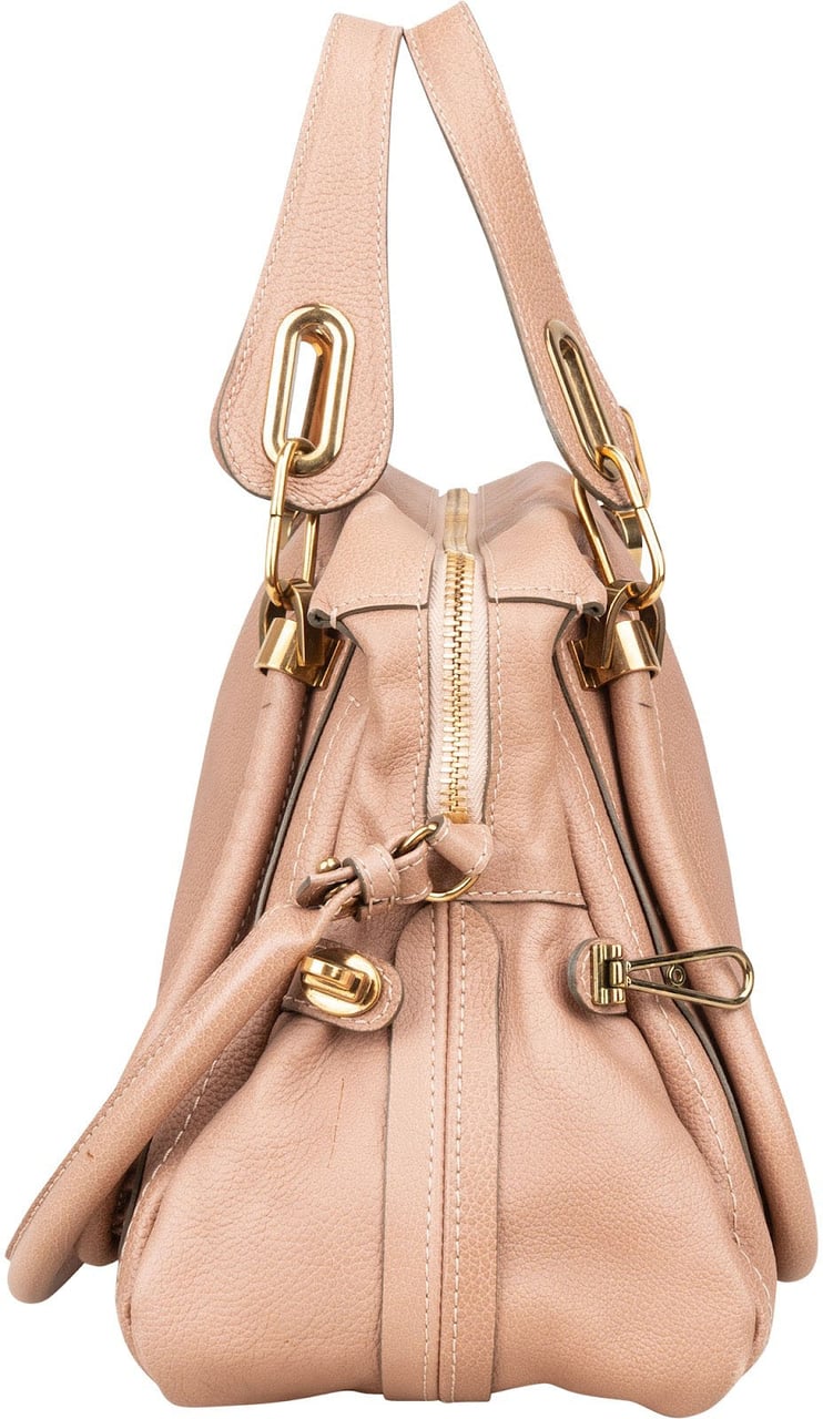 Chloé Pink Grained Leather Paraty Handbag Rood