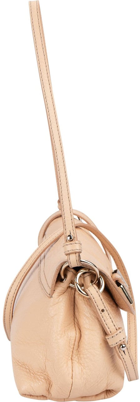 Chloé Pink Leather Lily Ribbon Crossbody Bag Beige