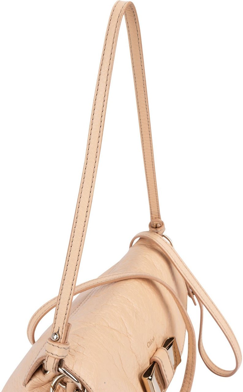 Chloé Pink Leather Lily Ribbon Crossbody Bag Beige