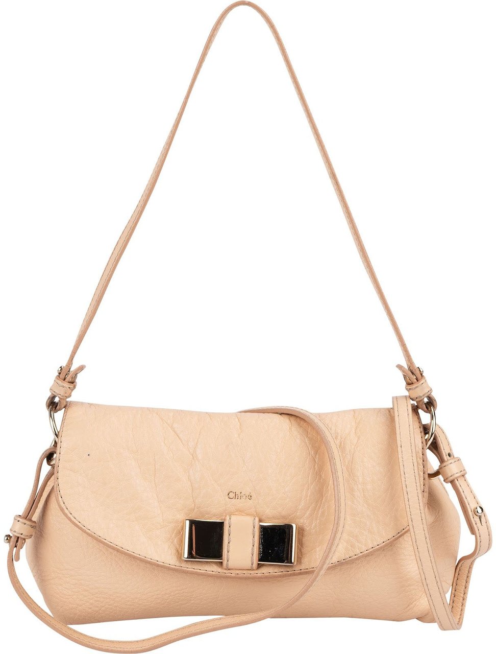 Chloé Pink Leather Lily Ribbon Crossbody Bag Beige