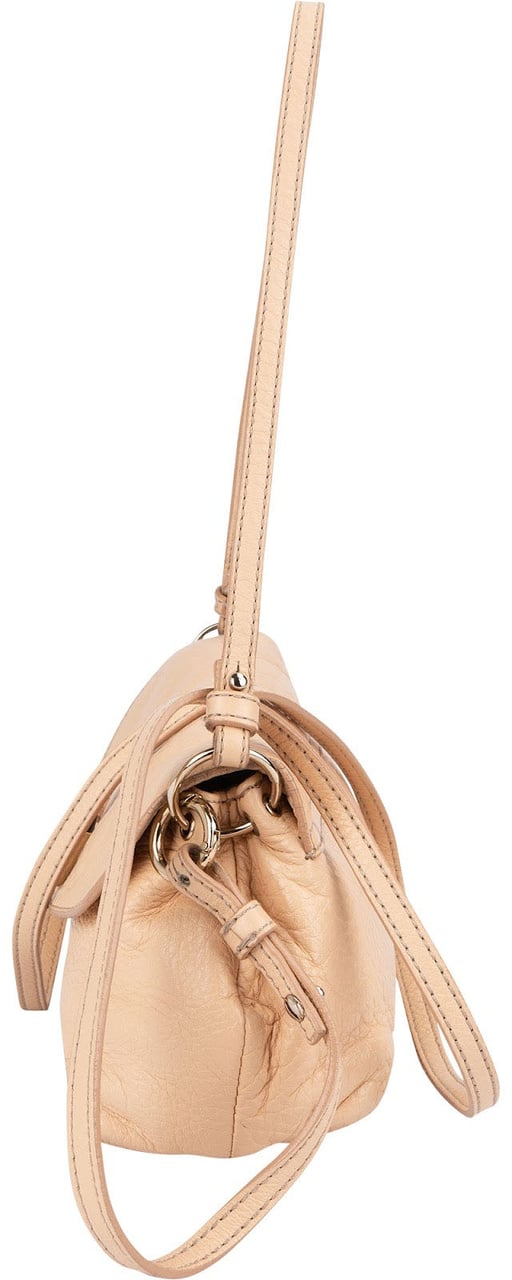 Chloé Pink Leather Lily Ribbon Crossbody Bag Beige
