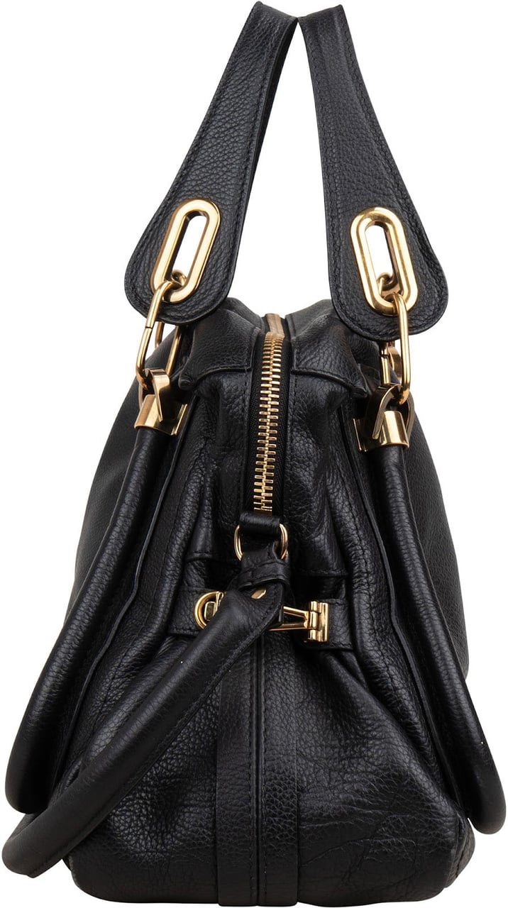 Chloé Chloé Black Leather Paraty Handbag Zwart
