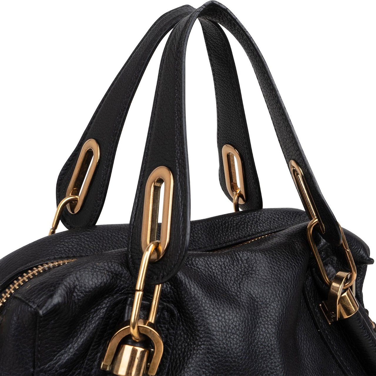 Chloé Chloé Black Leather Paraty Handbag Zwart