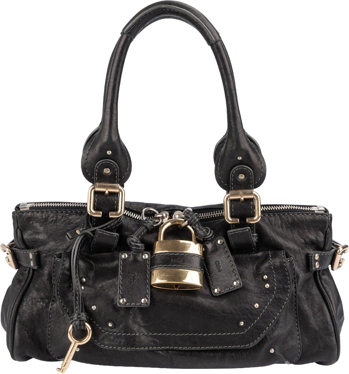Chloé Chloé Leather Paddington Handbag Zwart