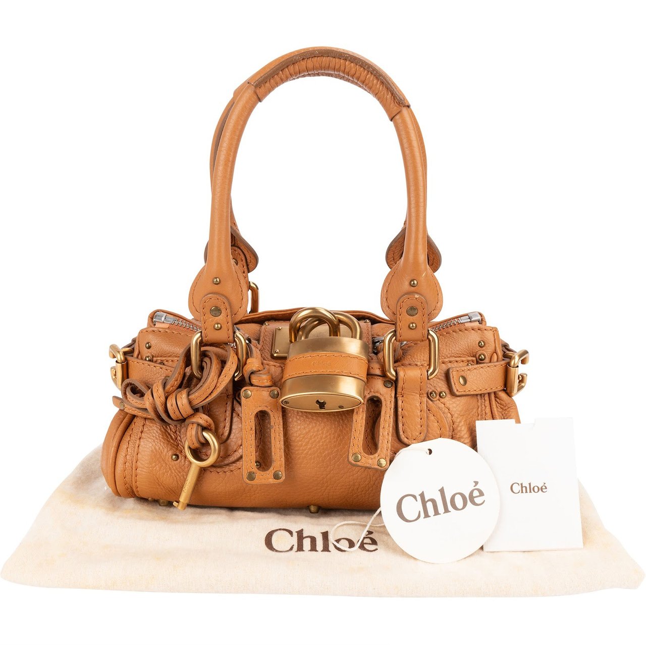 Chloé Chloé Leather Small Paddington Handbag Bruin